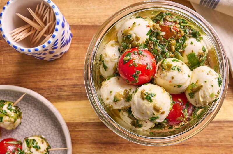 Italian Salsa Verde Marinated Mozzarella