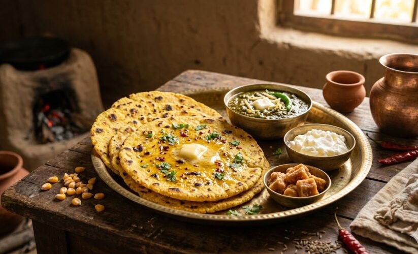 makki ki roti with butter