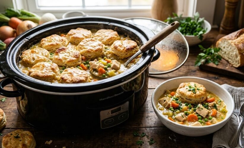 crock pot chicken pot pie bowl