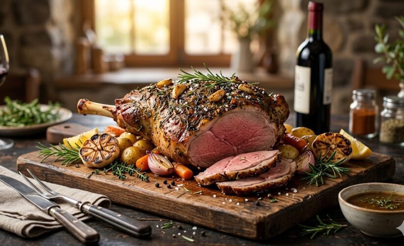 garlic herb roasted leg of lamb