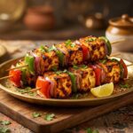 paneer tikka on skewers