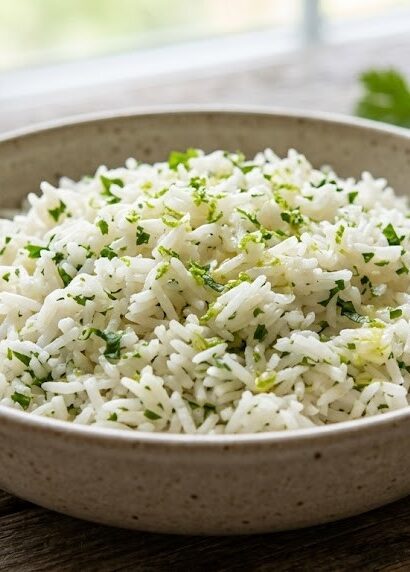 homemade cilantro lime rice with herbs