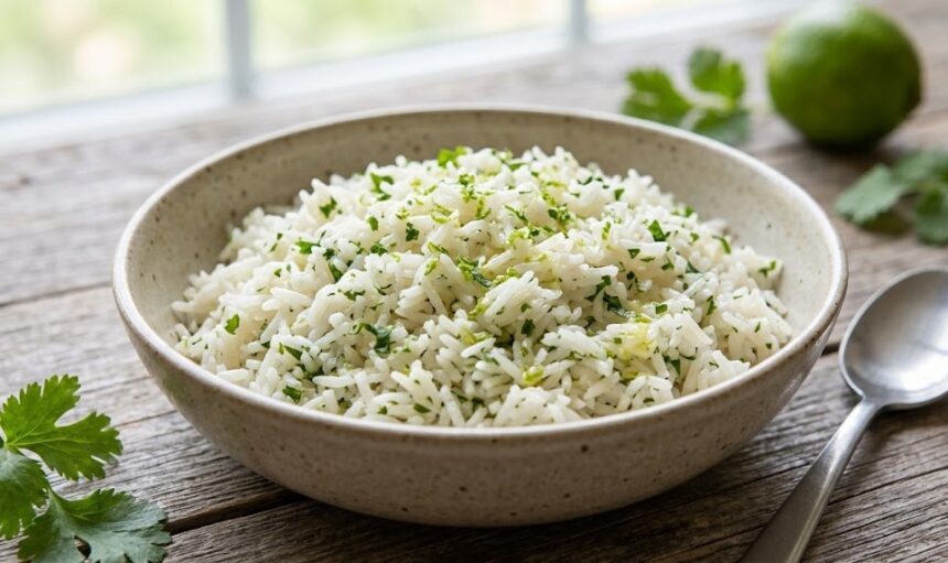 homemade cilantro lime rice with herbs