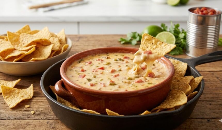 cheesy rotel dip with chips