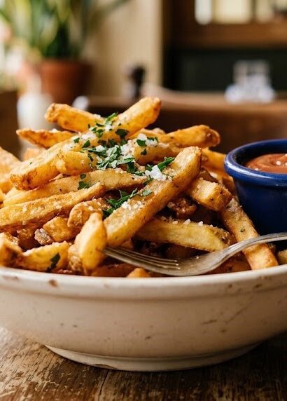homemade golden fries plate,