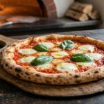 neapolitan pizza with basil and mozzarella