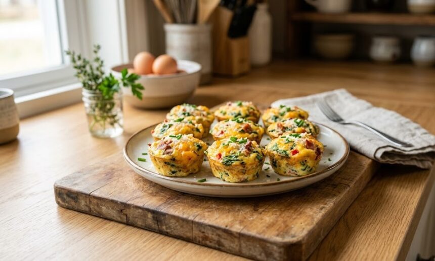 homemade egg bites with cheese and vegetables