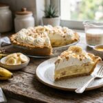 homemade banana cream pie with whipped cream,