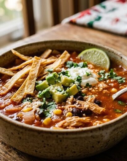 chicken tortilla soup with avocado