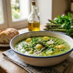 fresh vegetable soup with herbs