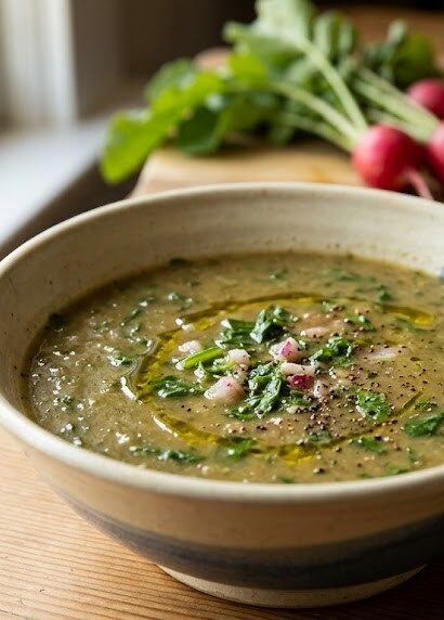 creamy radish greens soup