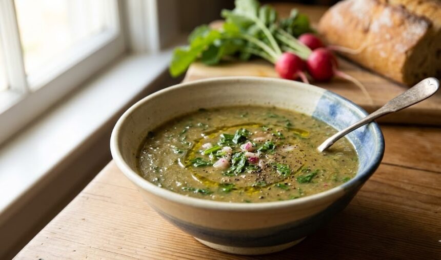 creamy radish greens soup