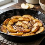 caramelized apple slices in skillet