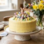easter cake decorated with pastel colors
