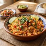 mexican rice arroz rojo bowl close up