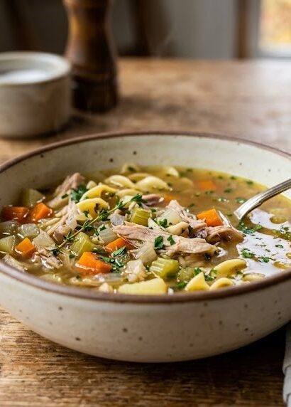 homemade turkey soup with vegetables