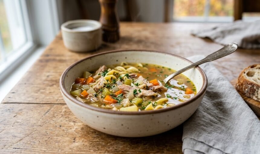 homemade turkey soup with vegetables