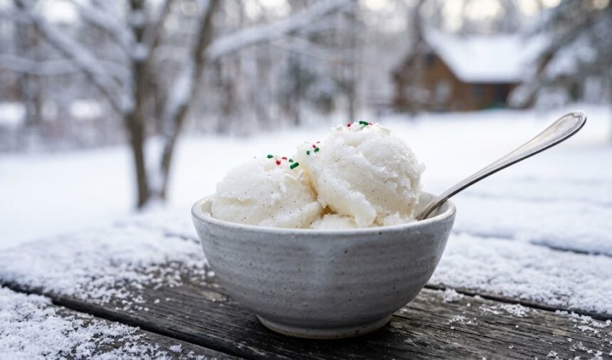 homemade snow ice cream dessert