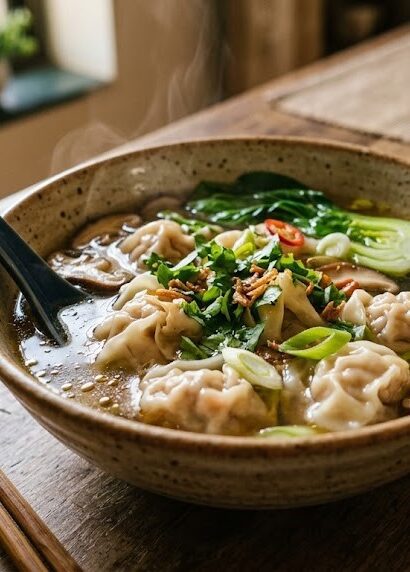 chinese wonton soup with dumplings