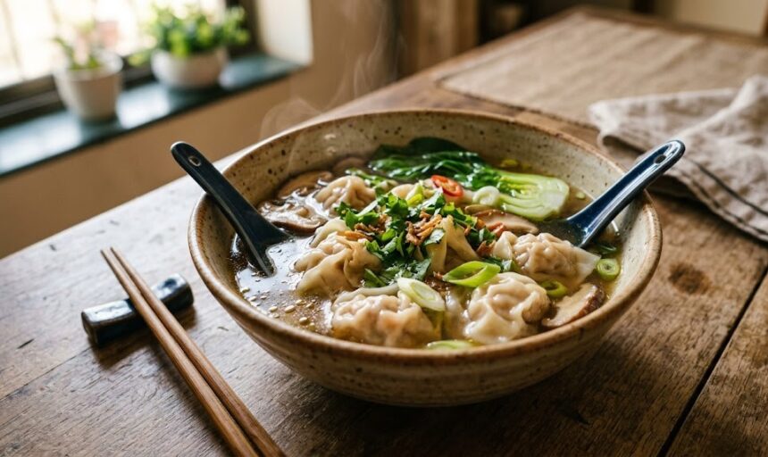 chinese wonton soup with dumplings