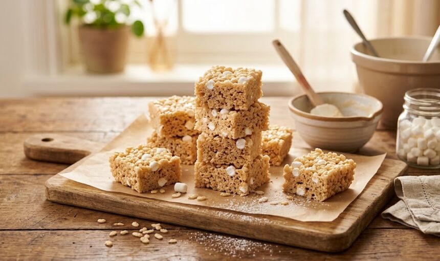 homemade rice krispie treats plate