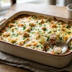 creamy chicken rice casserole plate