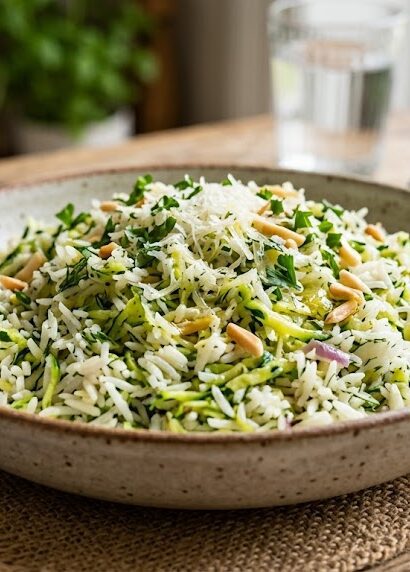 zucchini rice with melted cheese