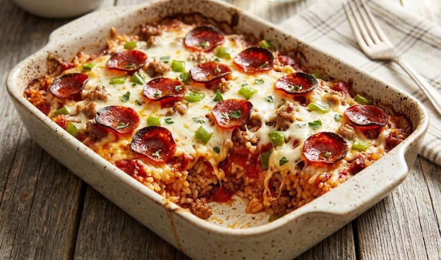 pizzaiola rice with mozzarella cheese