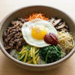 bibimbap korean mixed rice bowl colorful vegetables