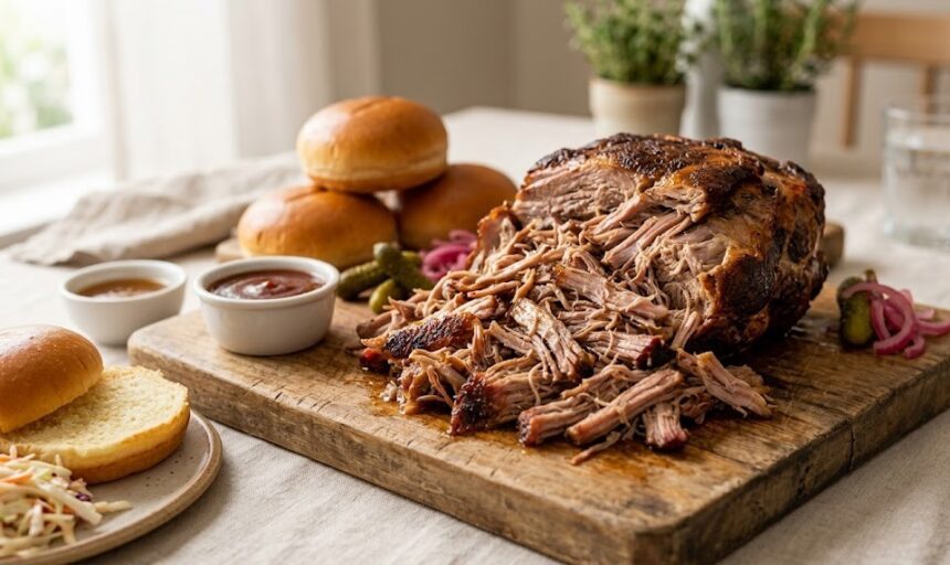 oven roasted pork shoulder sliced