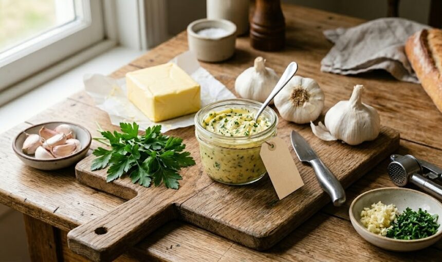 homemade garlic butter with herbs