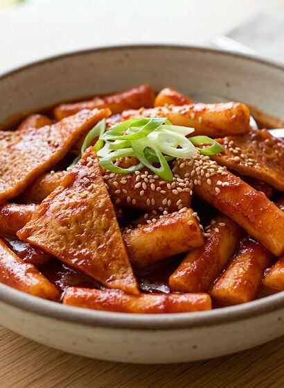 teokbokki spicy korean rice cakes close up