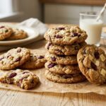 white chocolate cranberry cookies close up