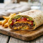 homemade cheeseburger wrap plate