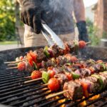 homemade grilled chicken kabobs plate