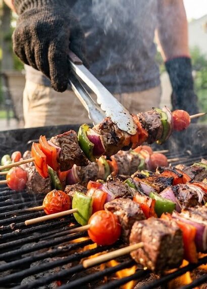 homemade grilled chicken kabobs plate