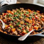 healthy turkey and sweet potato skillet meal