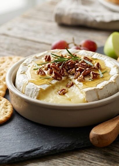 baked brie with nuts plate