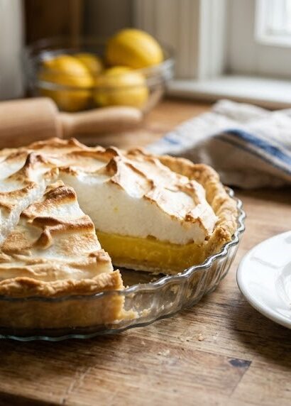 grandmas lemon meringue pie close up