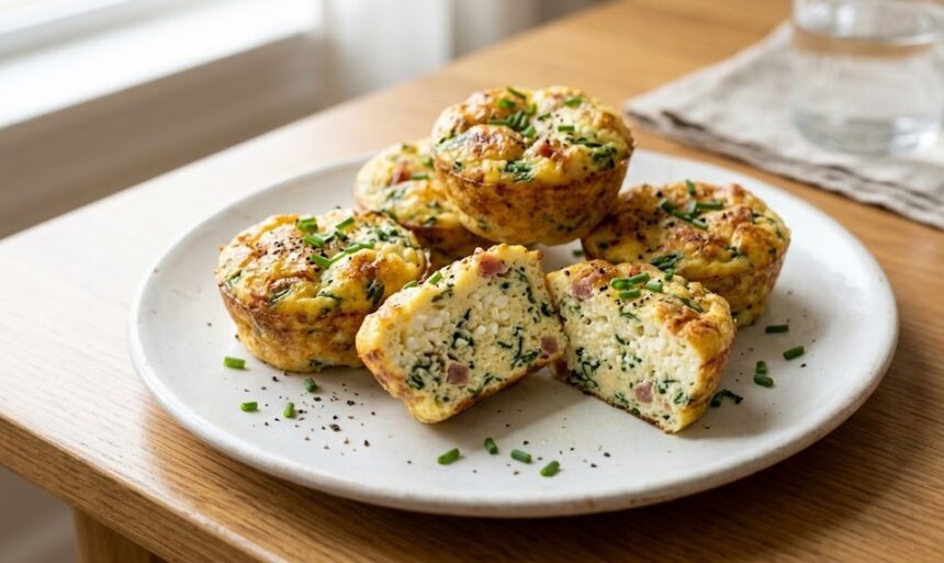 egg bites with cottage cheese close up