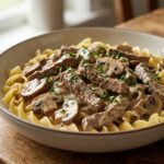 creamy beef stroganoff with noodles