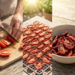 homemade dried tomatoes tray