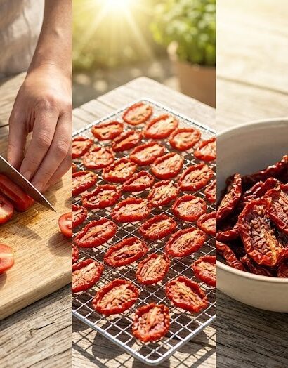 homemade dried tomatoes tray
