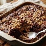 german chocolate dump cake close up