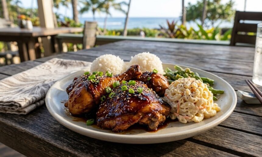 hawaiian soy sauce chicken plate