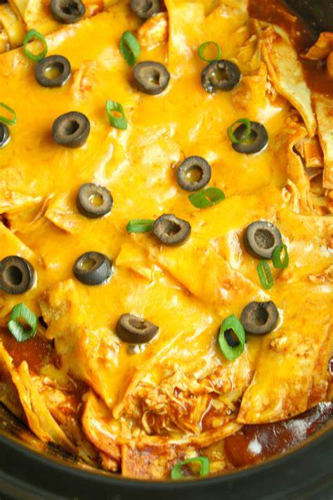 Slow Cooker Chicken Enchilada Casserole