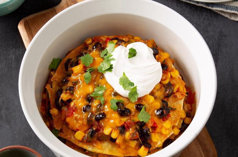 Cheesy Vegetarian Enchilada Rice Bake