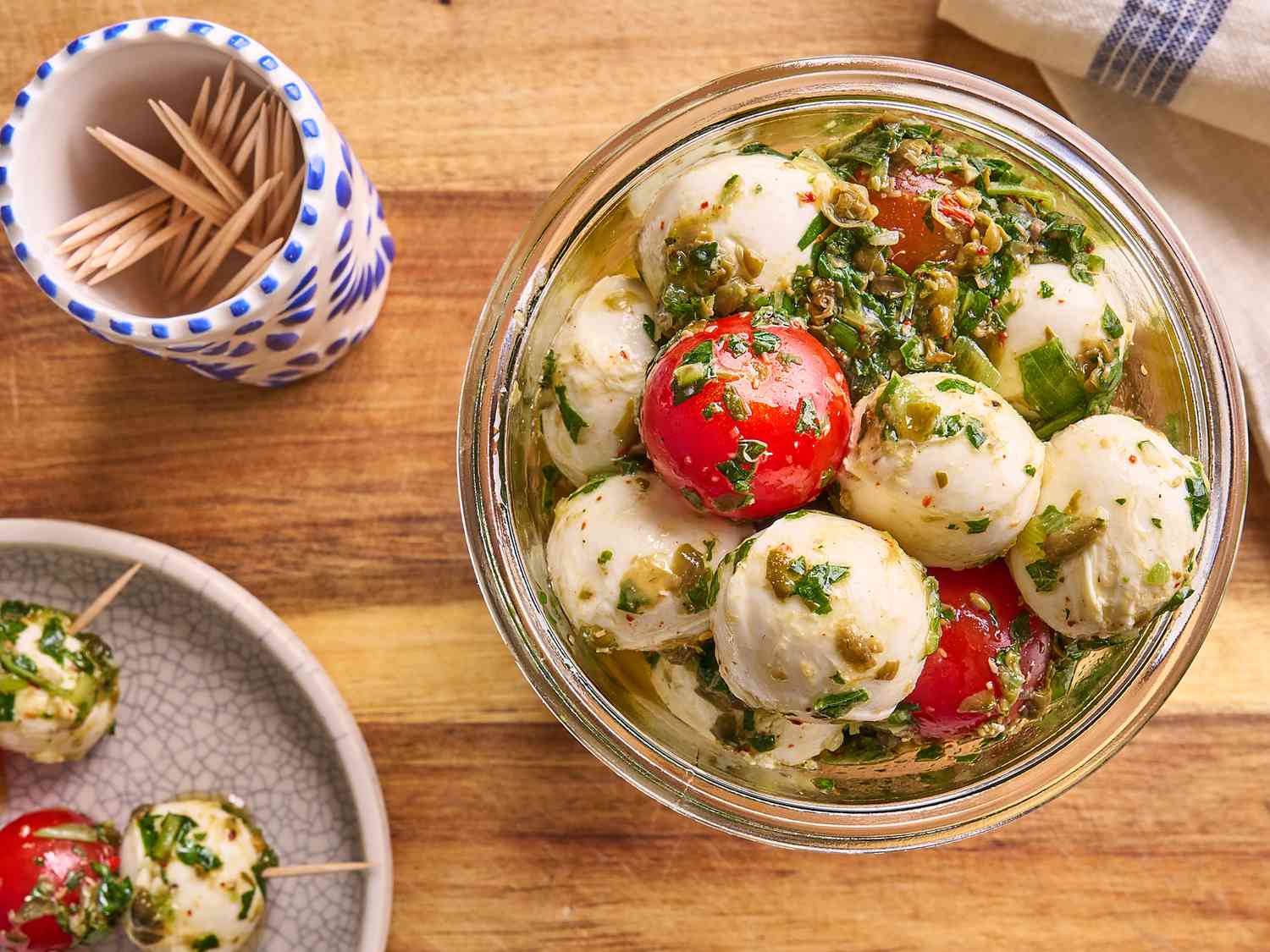 Italian Salsa Verde Marinated Mozzarella