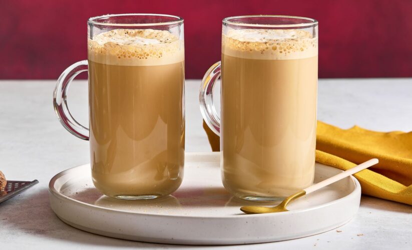 eggnog latte in mug,