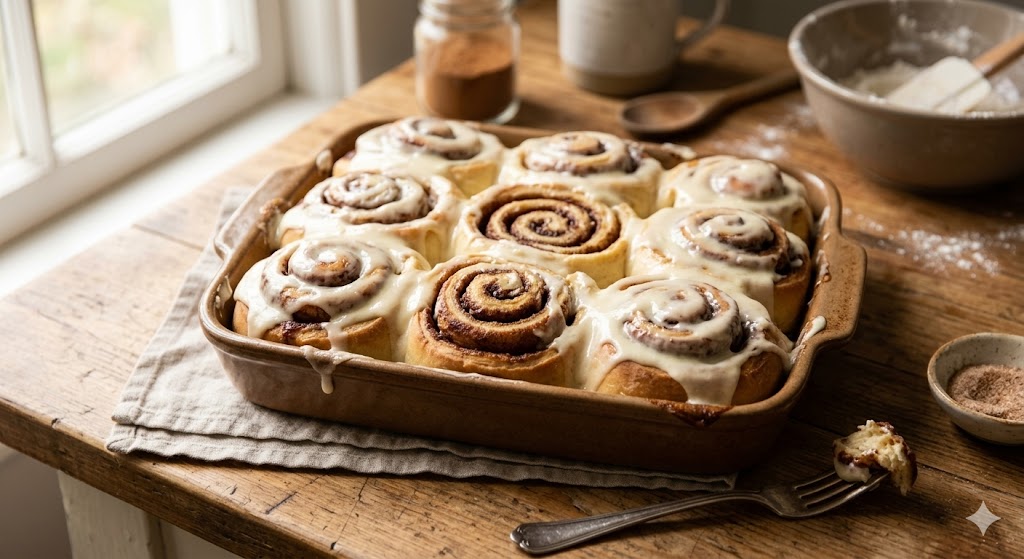 homemade cinnamon rolls with icing